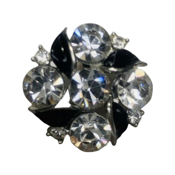 Lisner Crystal Flower Stud Earrings Signed Screw Backs Silver Shimmering - Picture 7 of 12